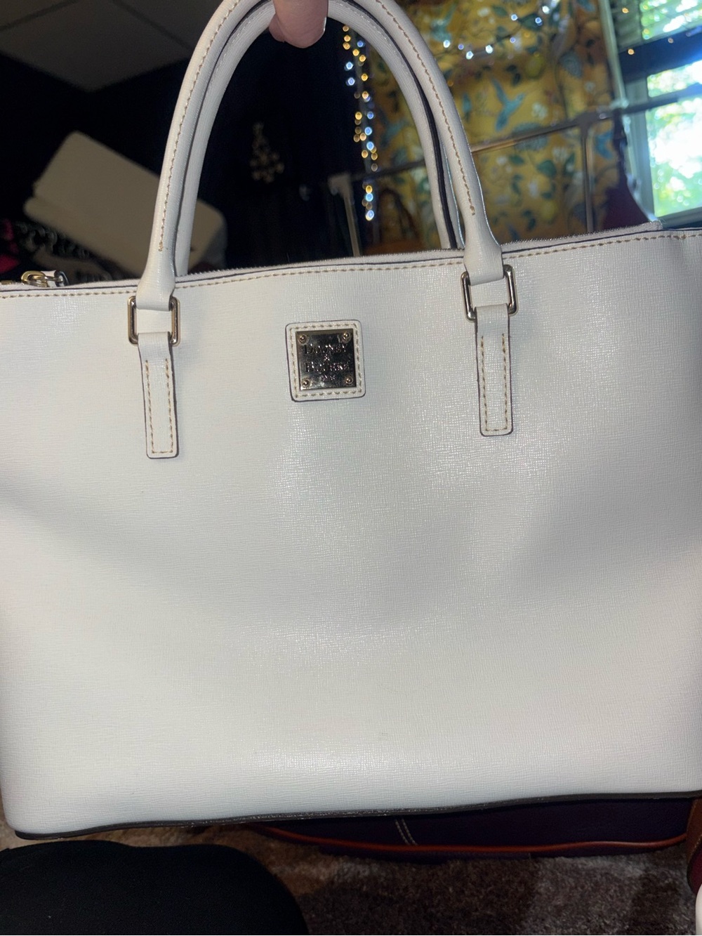 Dooney and Bourke White Saffiano Leather Willa Zip Satchel